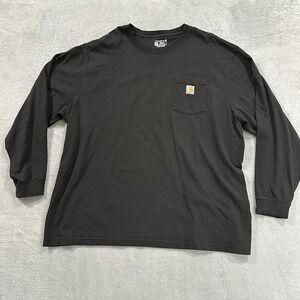 Carhartt Shirt Men's 3XL Black Loose Fit Workwear Pocket Crewneck Long Sleeve